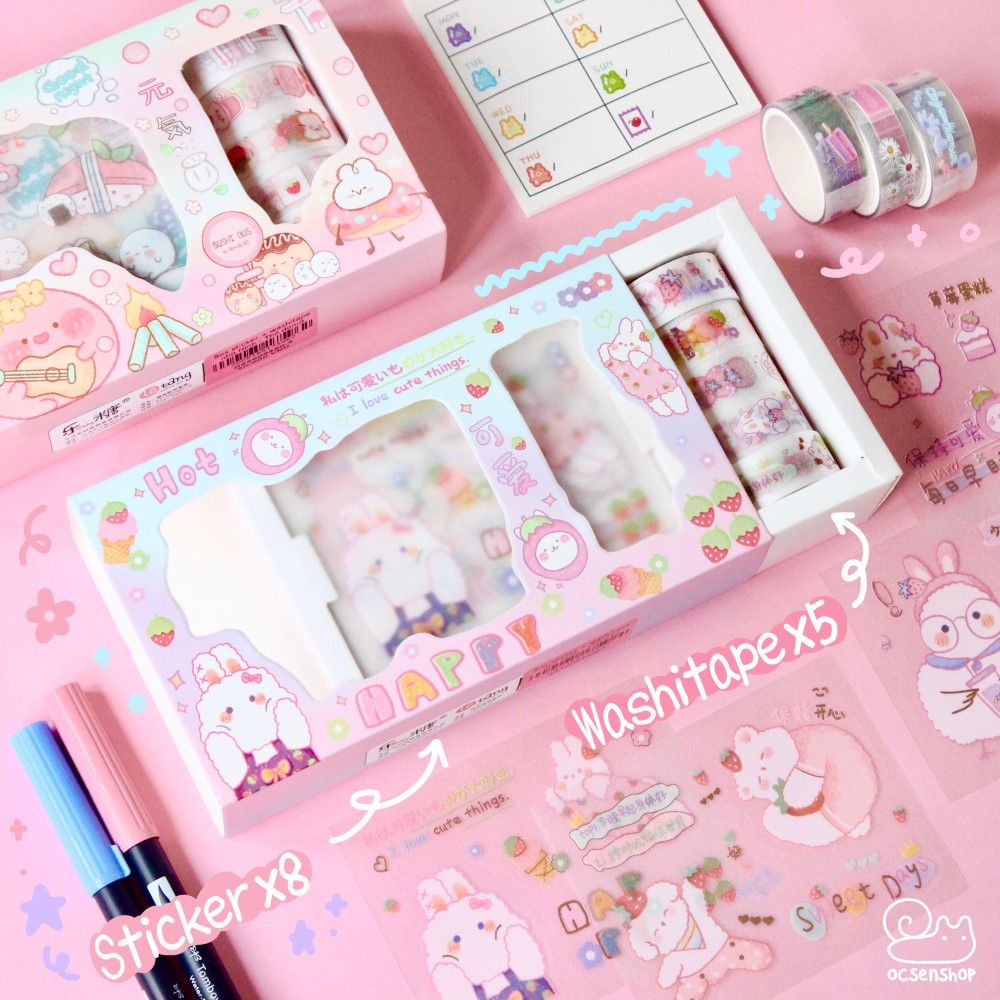 Box sticker + washitape nhũ Hình