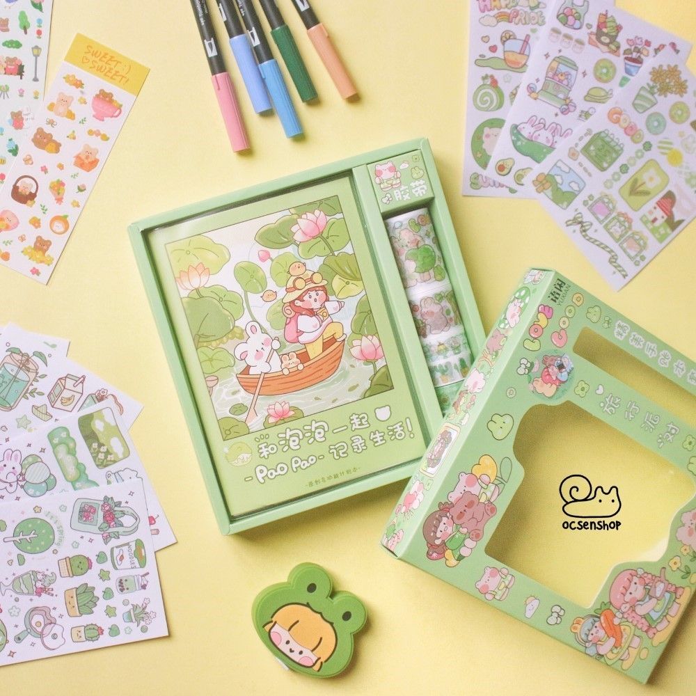 Box vở kèm phụ kiện Cô gái mái bằng