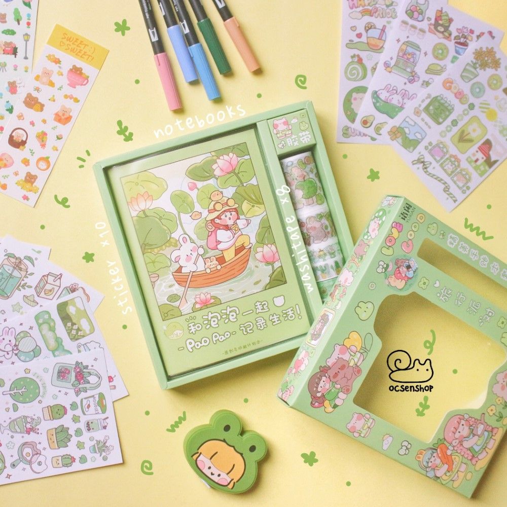 Box vở kèm phụ kiện Cô gái mái bằng