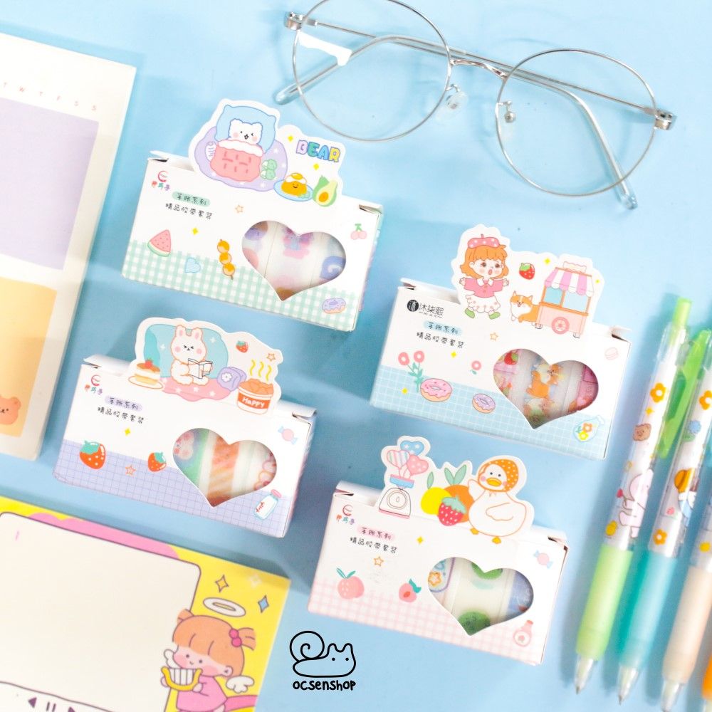 Set washitape động vật (5 cuộn) - 1,5cm