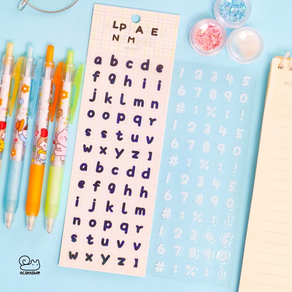 Set sticker Alphabet number Agugu (2 tấm)