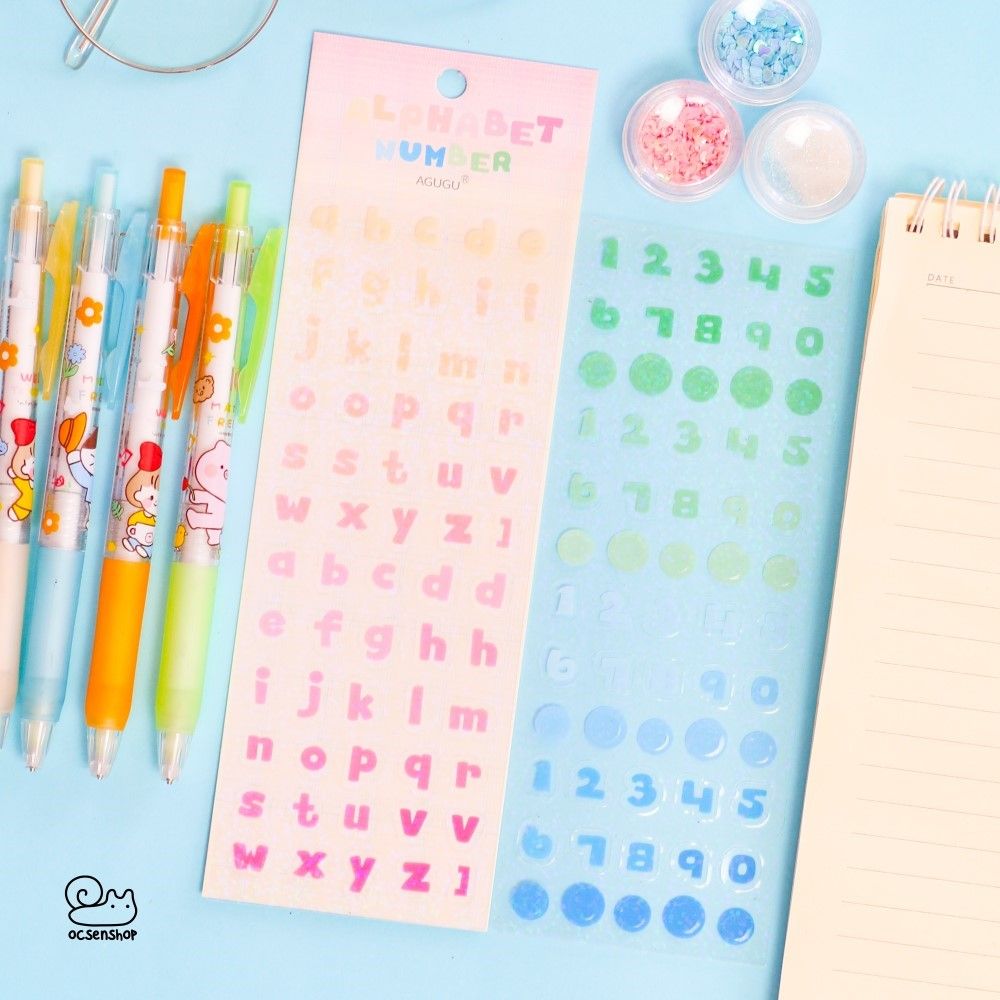 Set sticker Alphabet number Agugu (2 tấm)