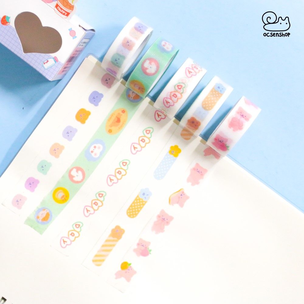 Set washitape động vật (5 cuộn) - 1,5cm