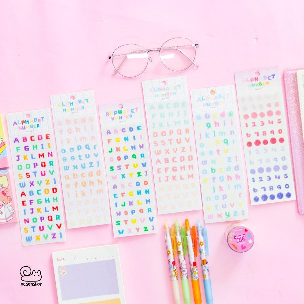 Set sticker Alphabet number Agugu (2 tấm)