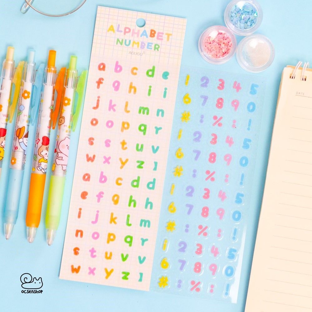 Set sticker Alphabet number Agugu (2 tấm)