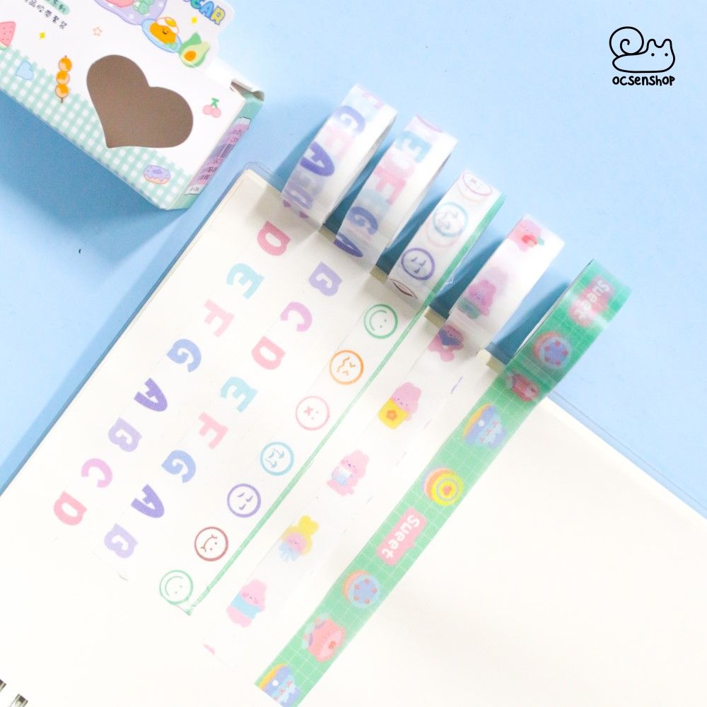 Set washitape động vật (5 cuộn) - 1,5cm