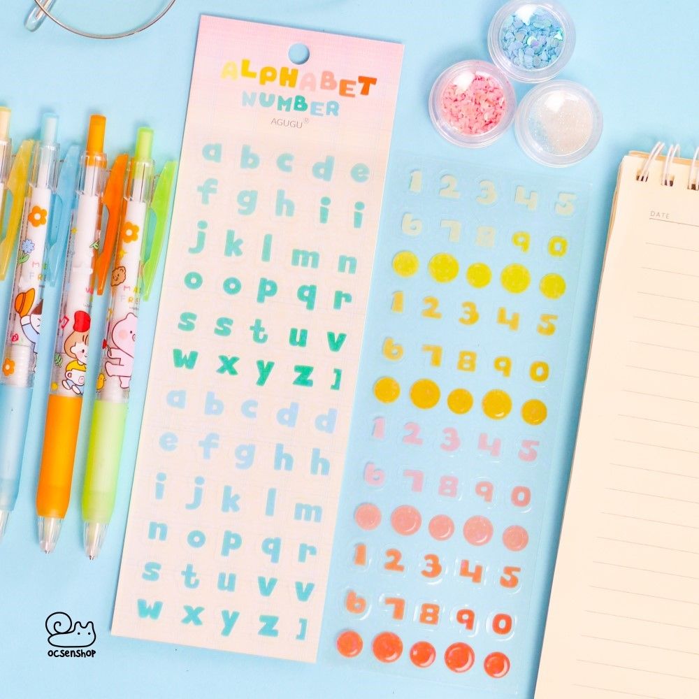 Set sticker Alphabet number Agugu (2 tấm)