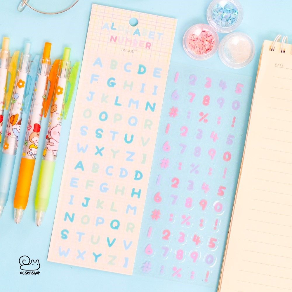 Set sticker Alphabet number Agugu (2 tấm)