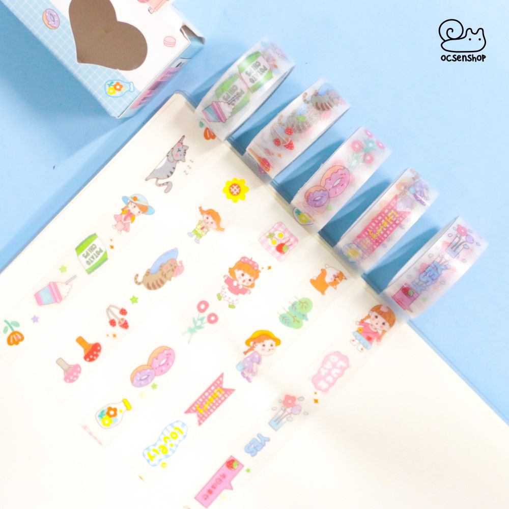 Set washitape động vật (5 cuộn) - 1,5cm