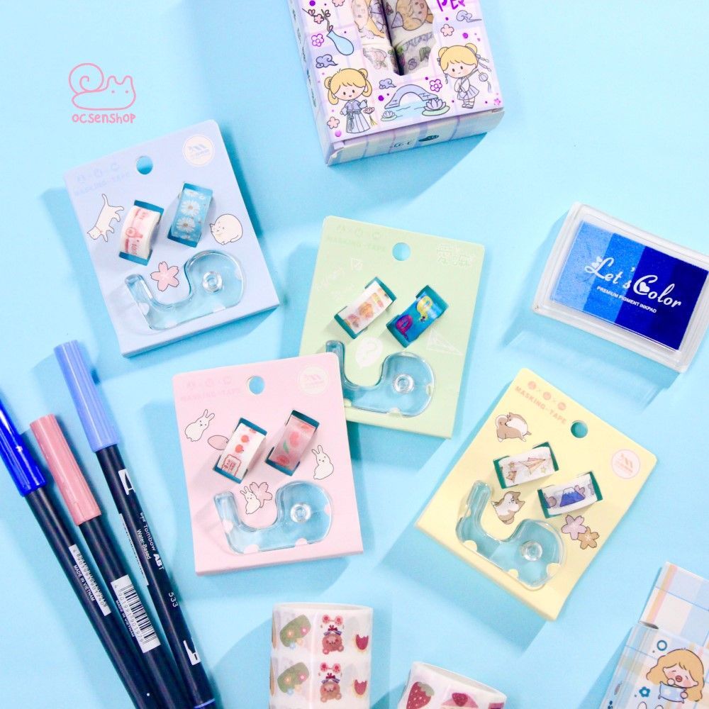 Set washitape mini kèm xe cut (2 cuộn)
