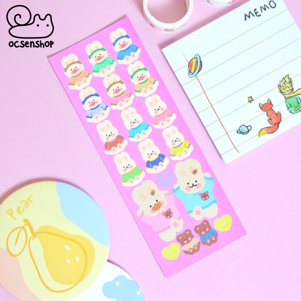 Sticker bảng nhỡ Thỏ & Gấu (1 tấm)