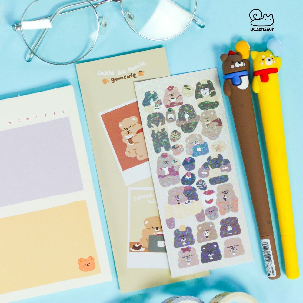 Sticker bảng nhỡ hologram Gấu (1 tấm)