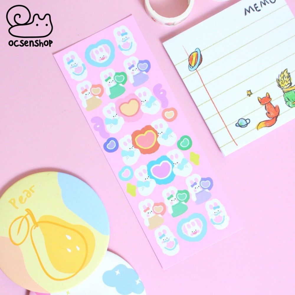 Sticker bảng nhỡ Thỏ & Gấu (1 tấm)
