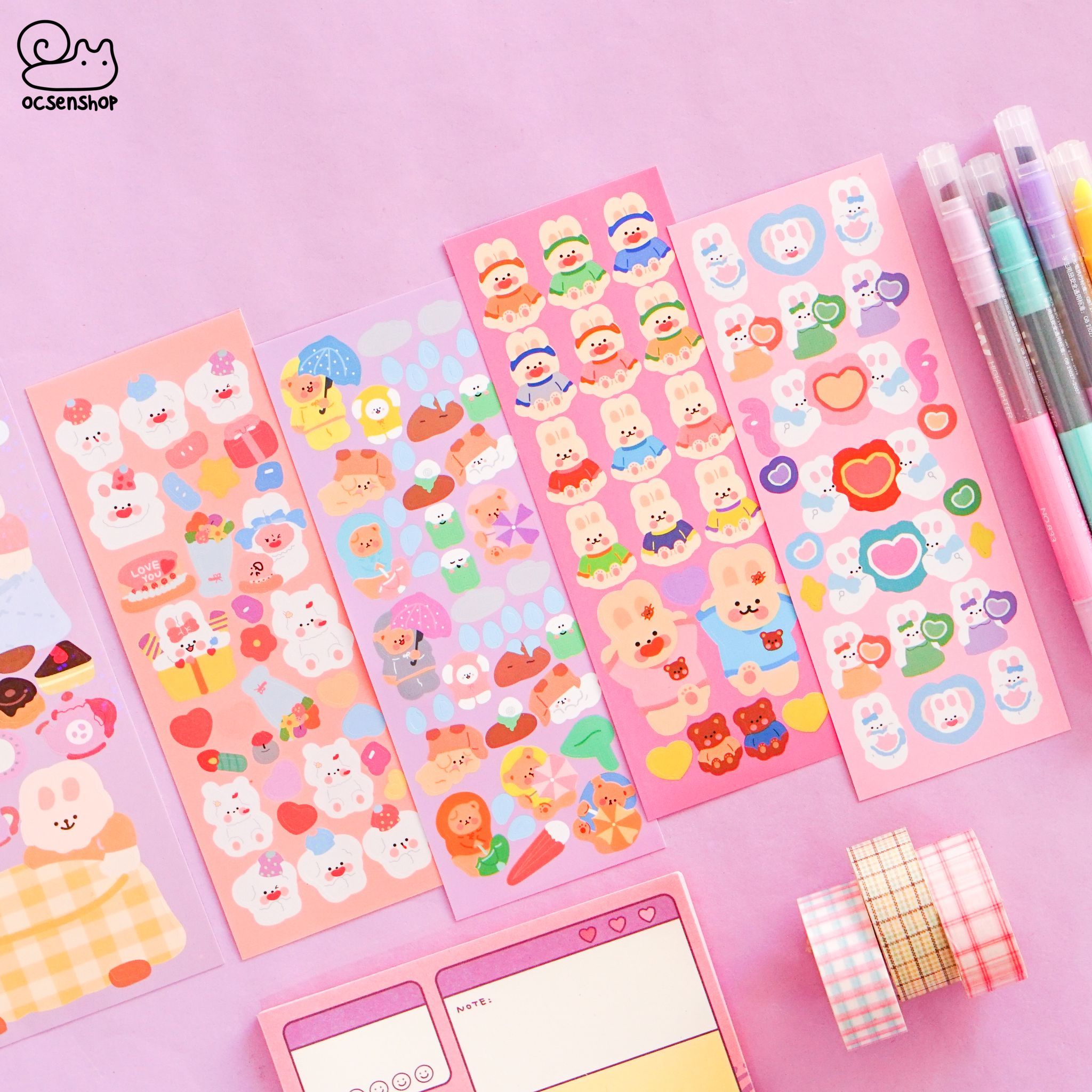 Sticker bảng nhỡ Thỏ & Gấu (1 tấm)