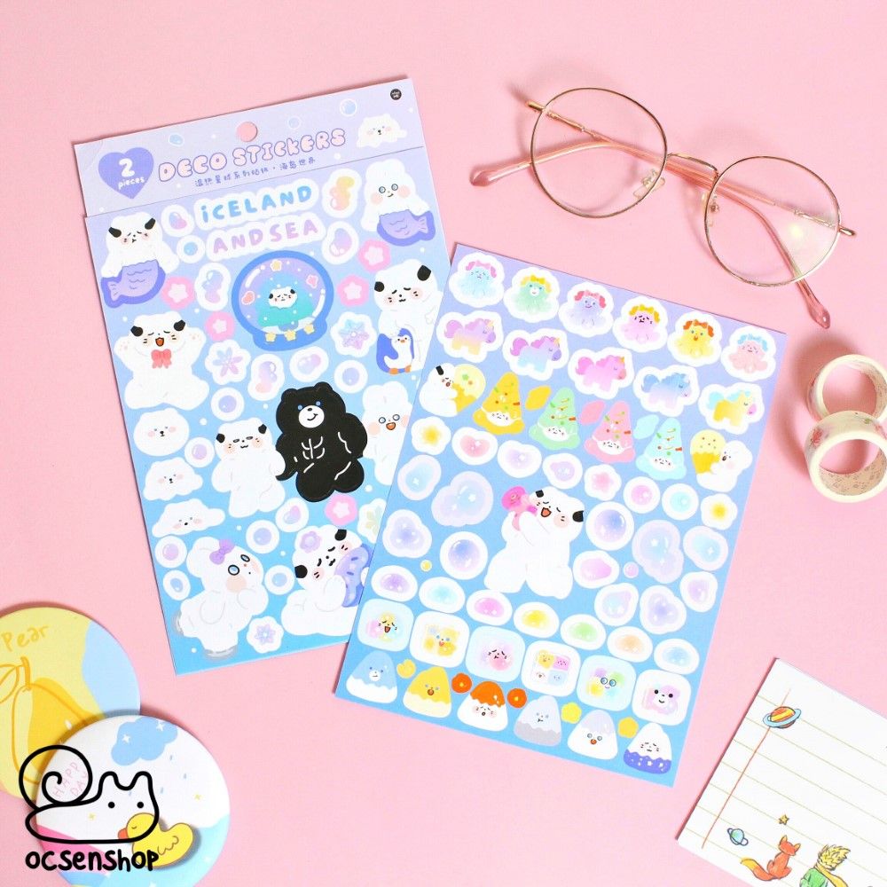 Set deco stickers Mèo trắng (2 tấm)