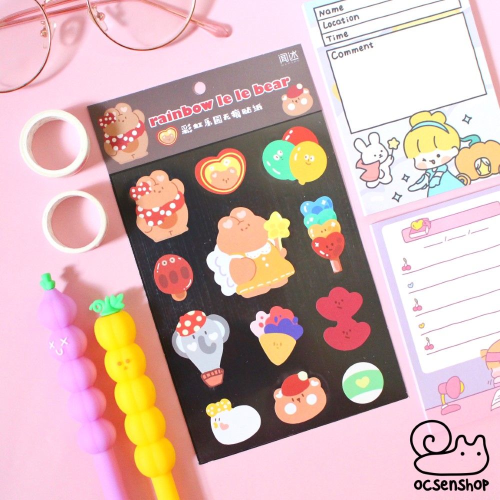 Sticker Rainbow le le bear (1 tấm)