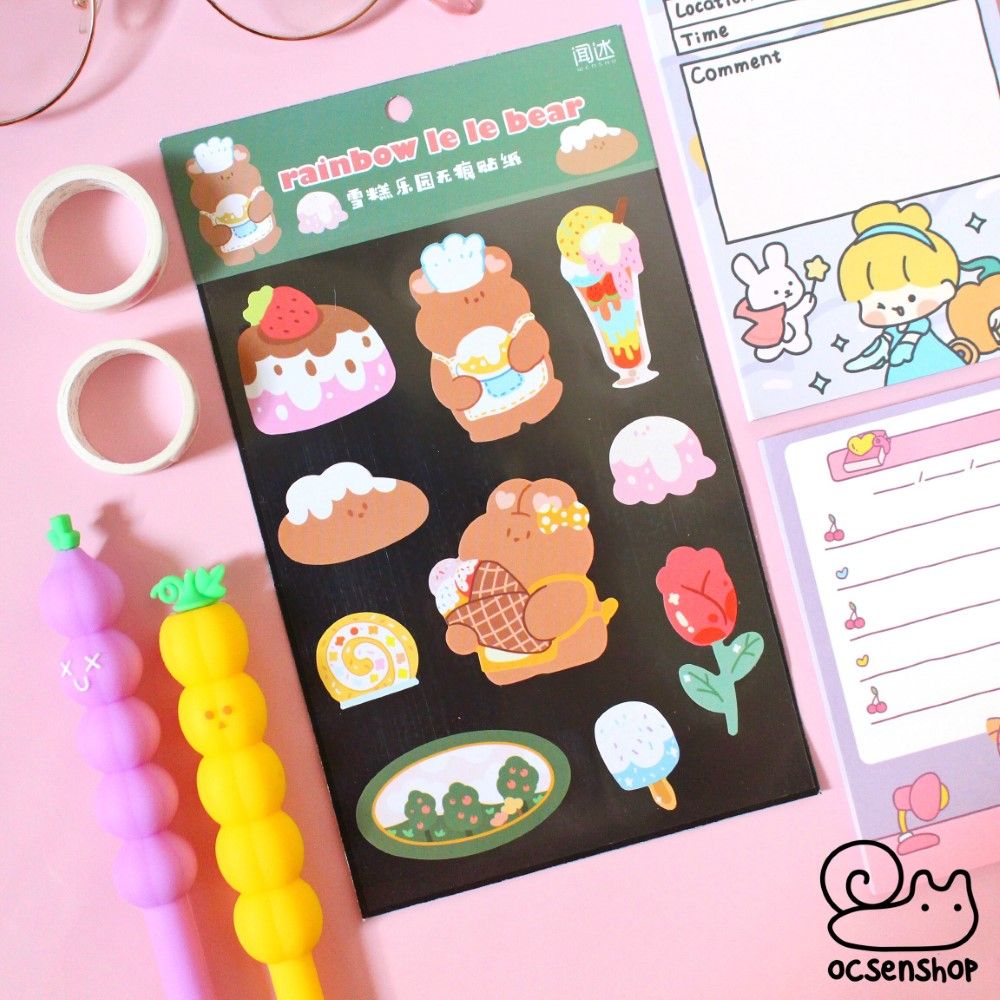 Sticker Rainbow le le bear (1 tấm)