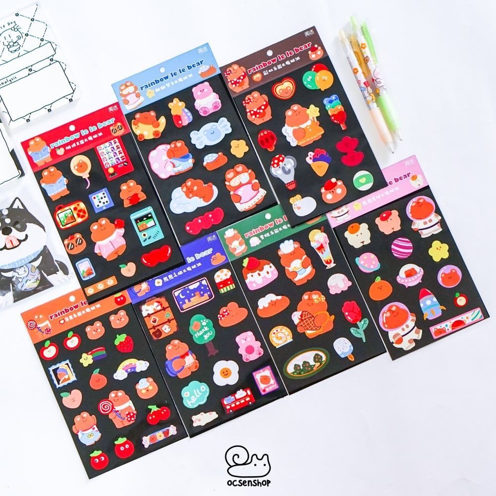 Sticker Rainbow le le bear (1 tấm)