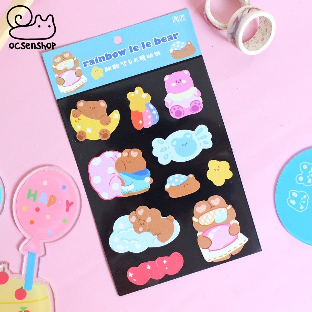Sticker Rainbow le le bear (1 tấm)