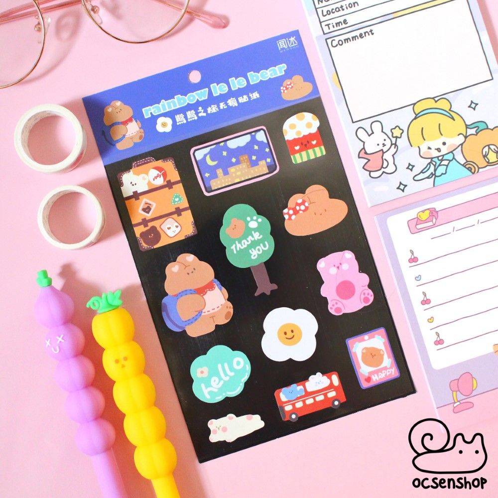 Sticker Rainbow le le bear (1 tấm)
