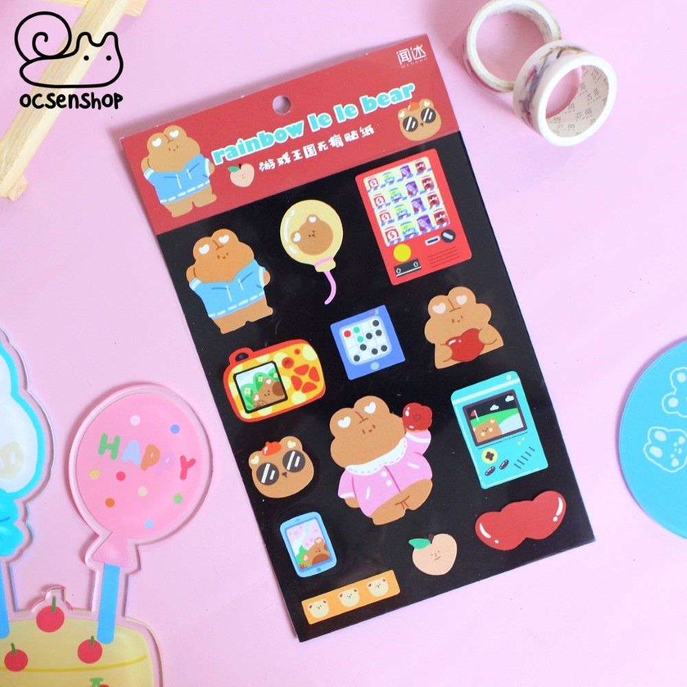 Sticker Rainbow le le bear (1 tấm)