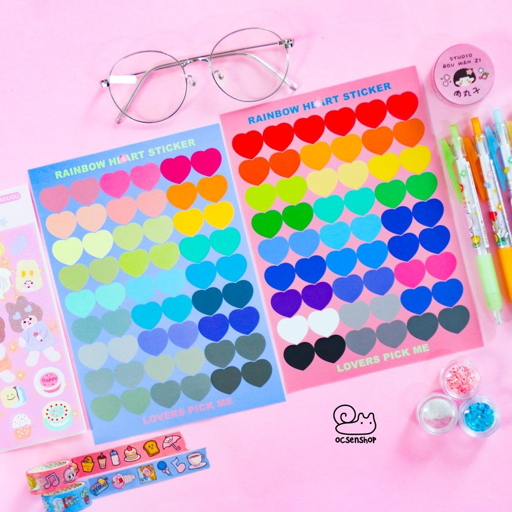 Rainbow heart sticker (1 tấm)