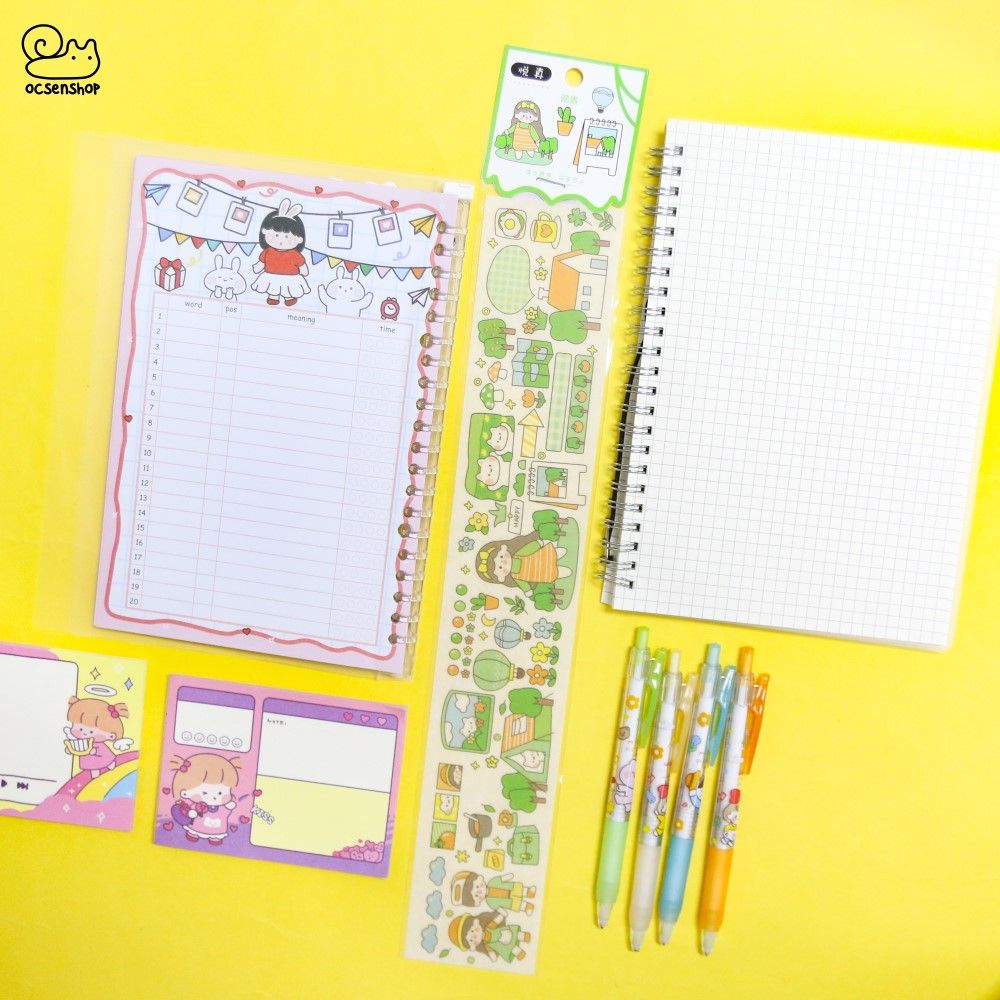 Sticker bảng dài Bé gái tóc nâu