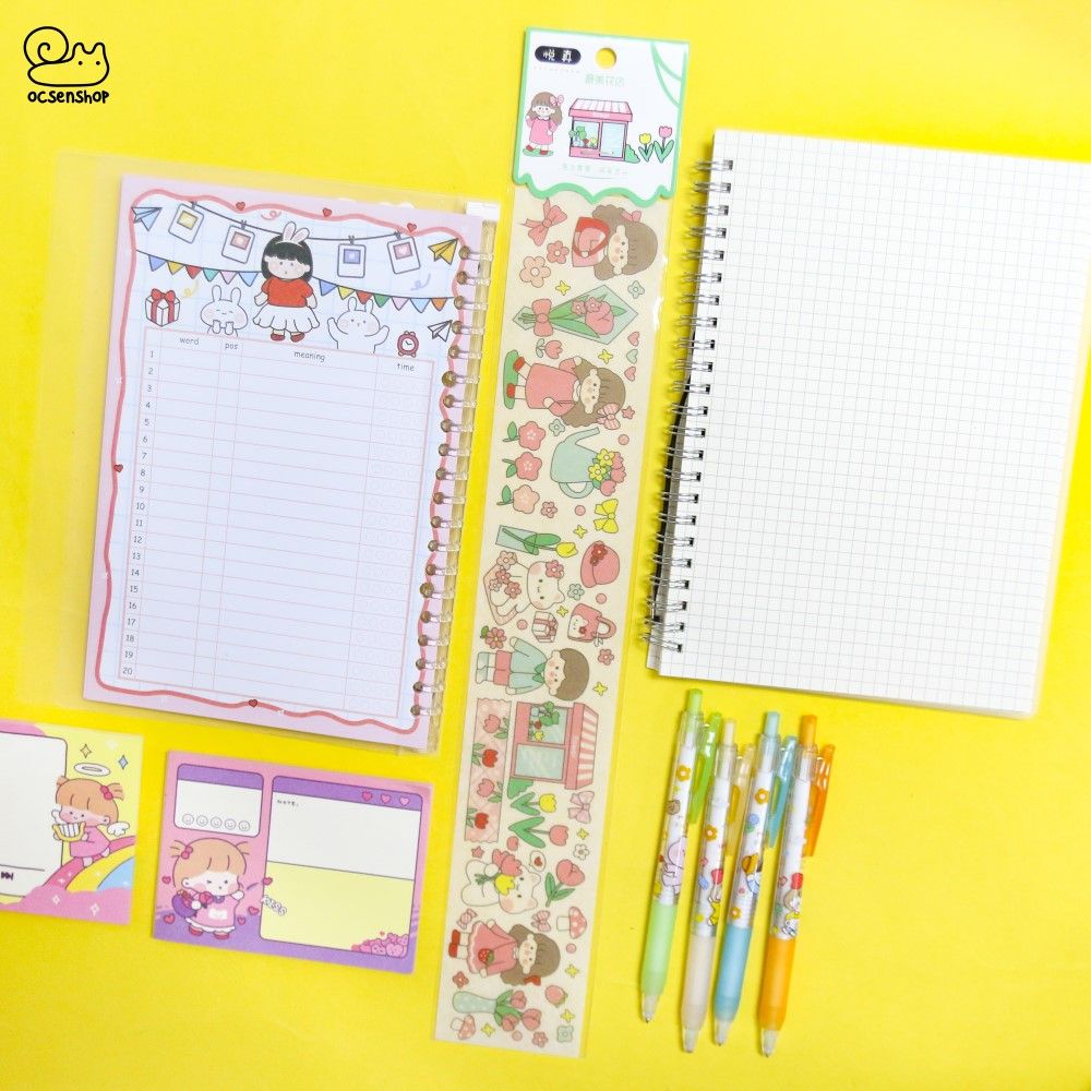Sticker bảng dài Bé gái tóc nâu