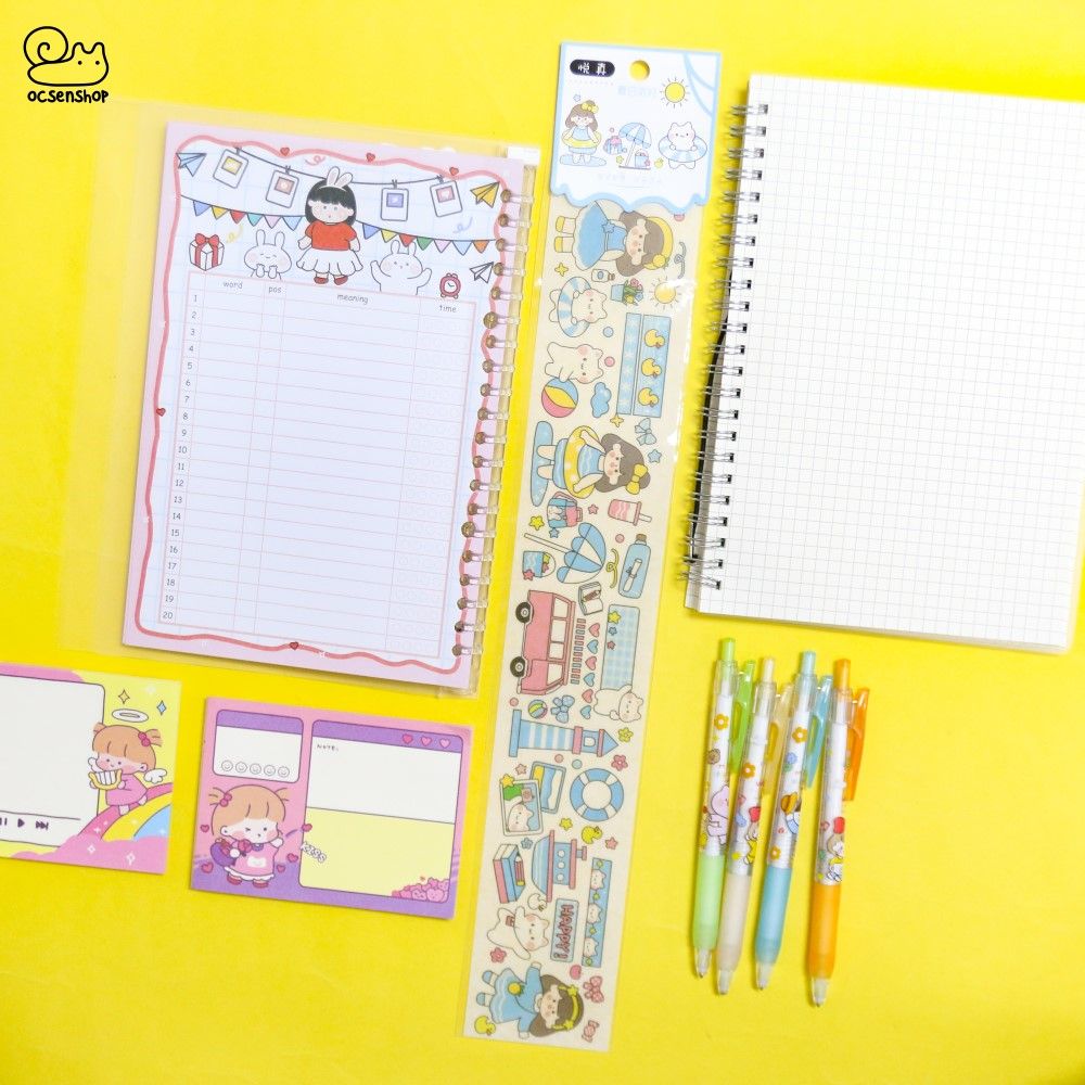 Sticker bảng dài Bé gái tóc nâu