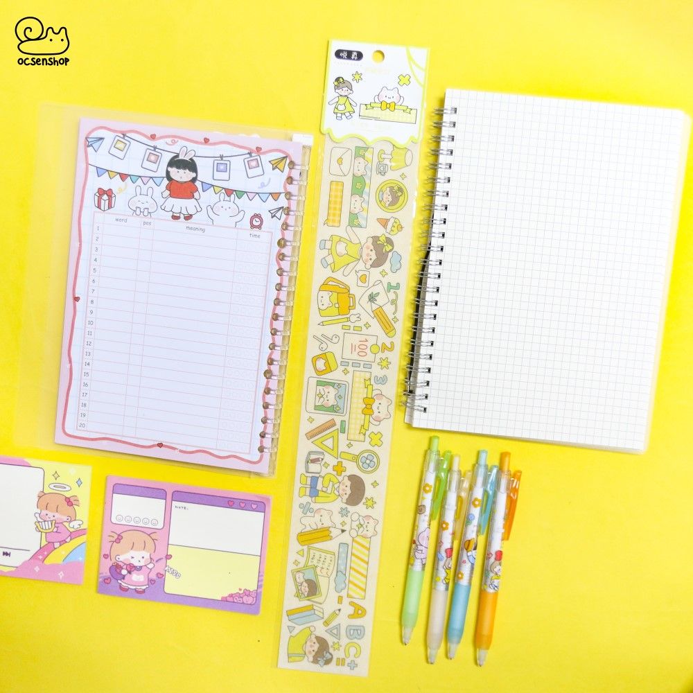 Sticker bảng dài Bé gái tóc nâu
