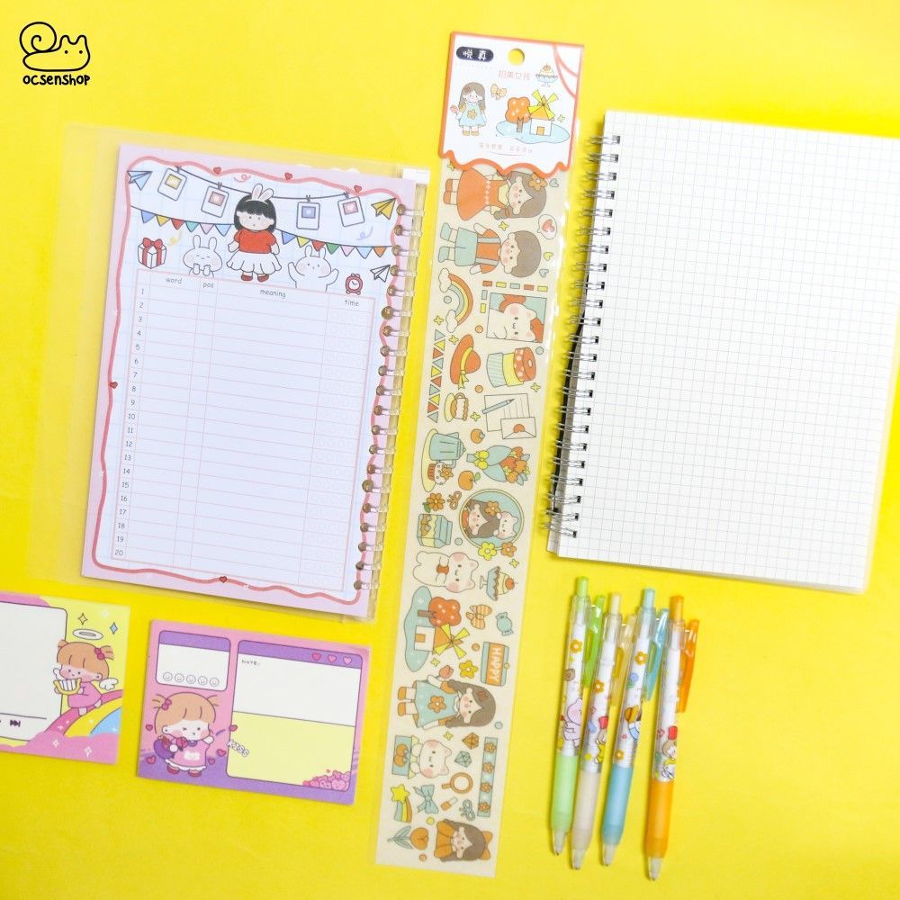 Sticker bảng dài Bé gái tóc nâu