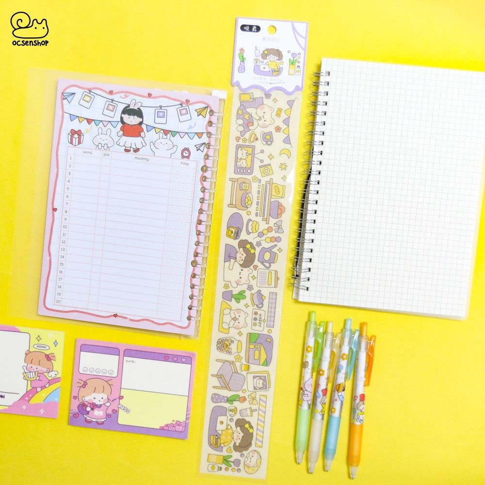 Sticker bảng dài Bé gái tóc nâu