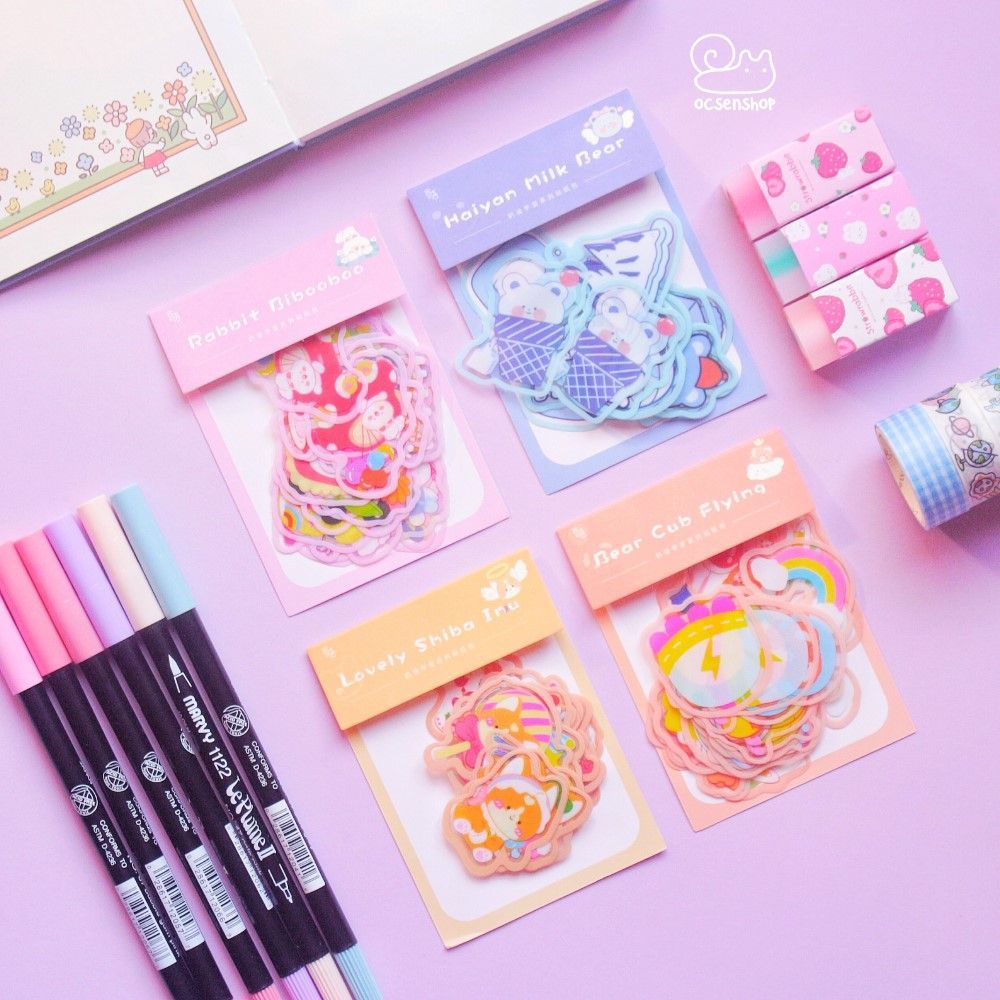 Sticker gói động vật viền màu