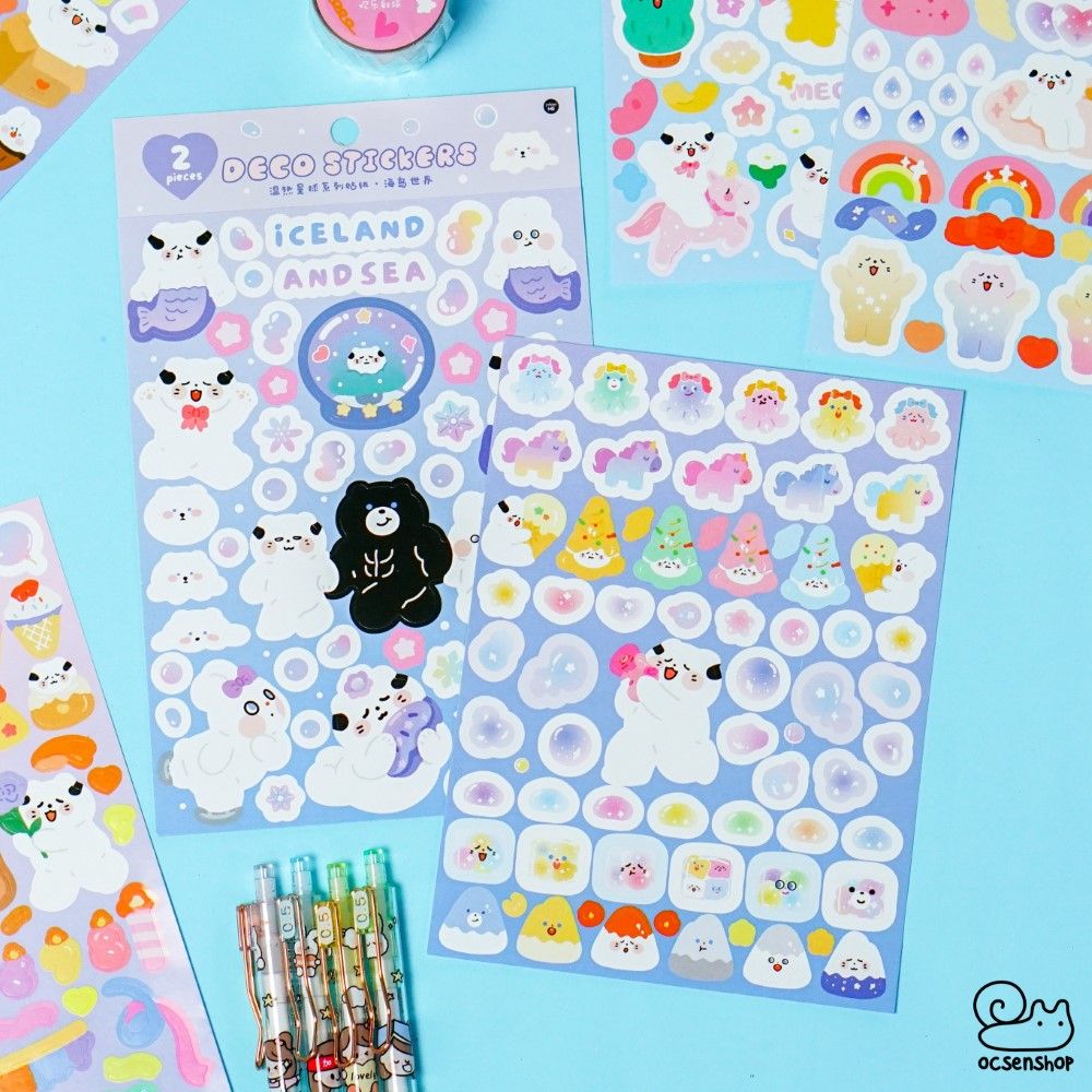 Set deco stickers Mèo trắng (2 tấm)