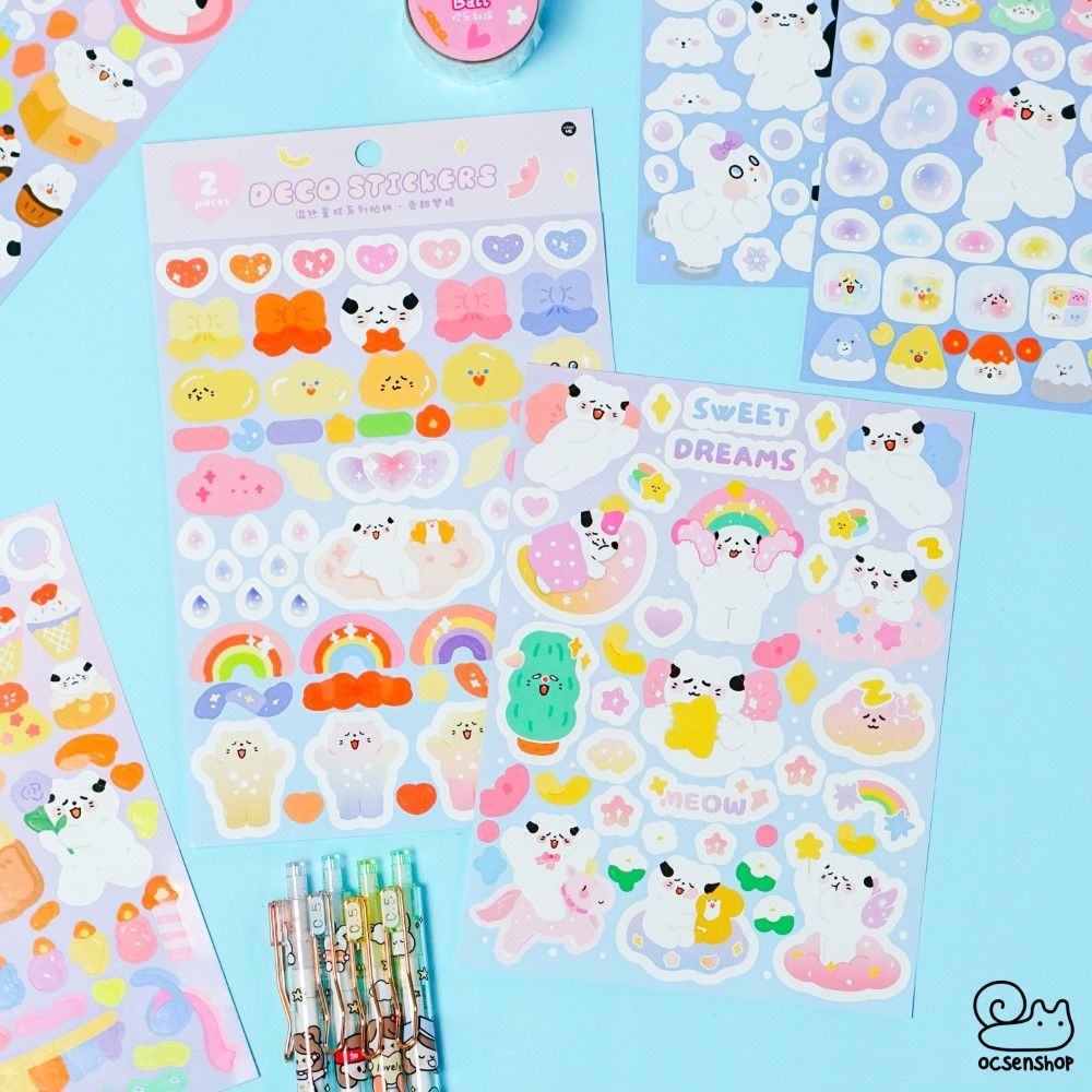 Set deco stickers Mèo trắng (2 tấm)