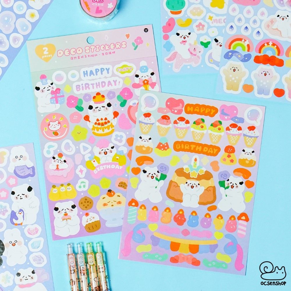 Set deco stickers Mèo trắng (2 tấm)