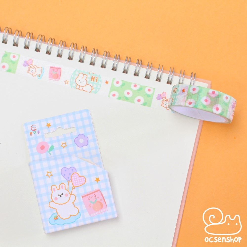 Hộp washitape Thỏ trắng - 1,5cm