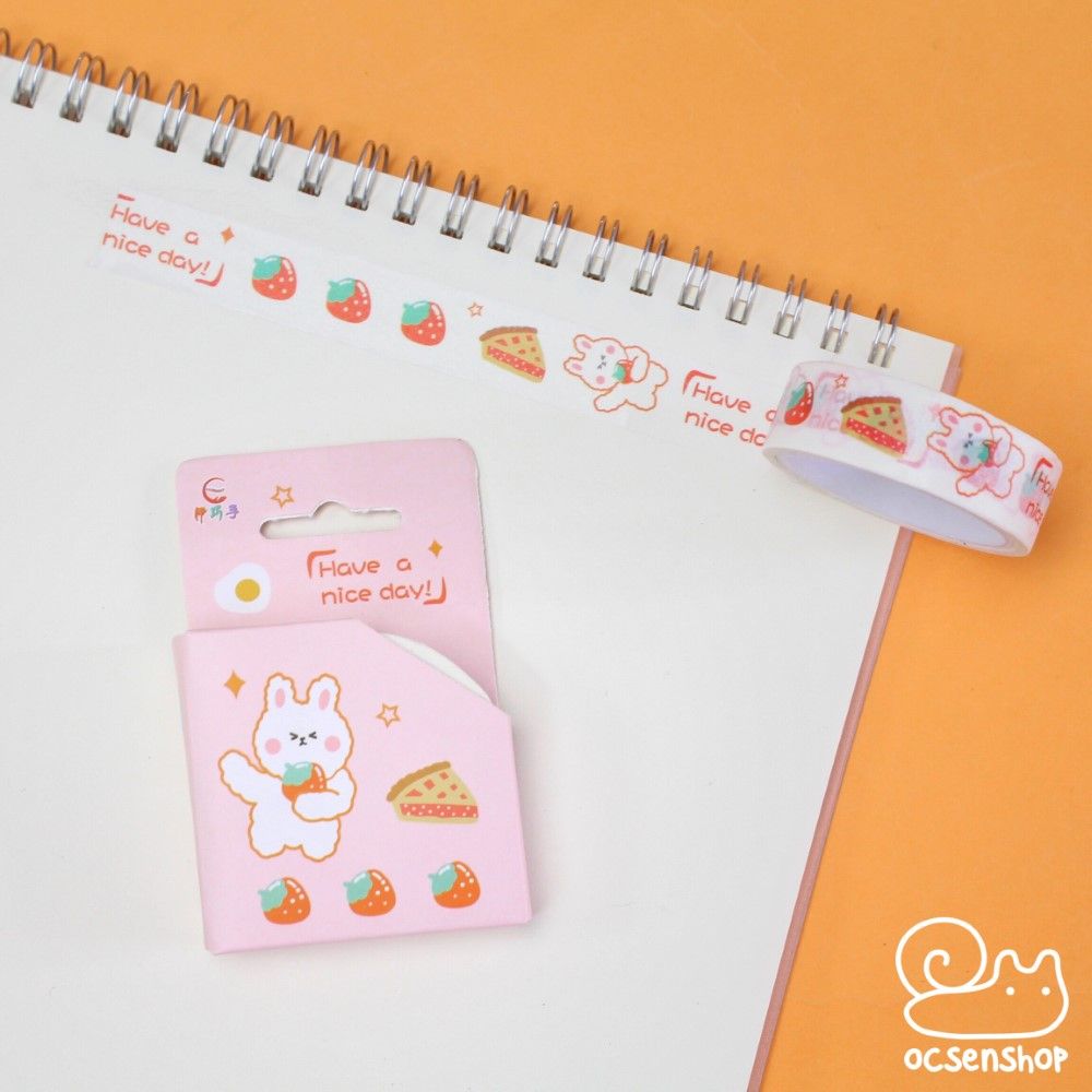 Hộp washitape Thỏ trắng - 1,5cm