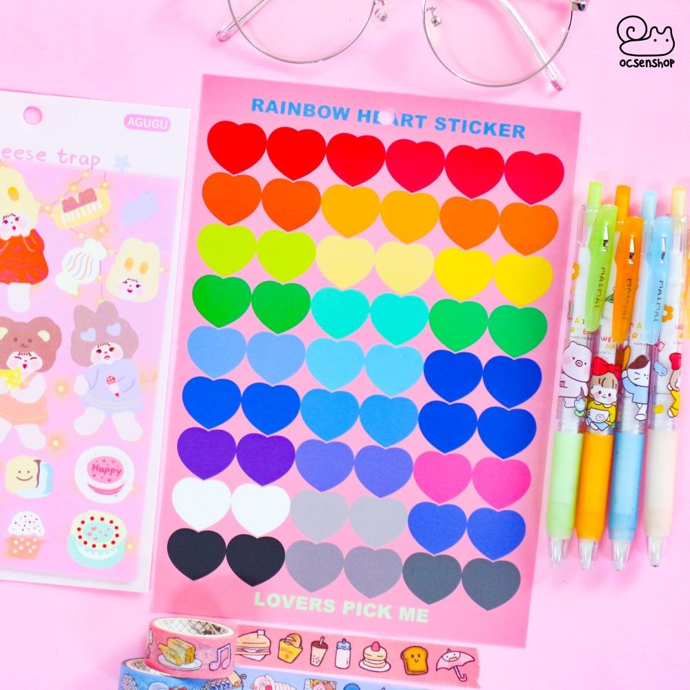 Rainbow heart sticker (1 tấm)