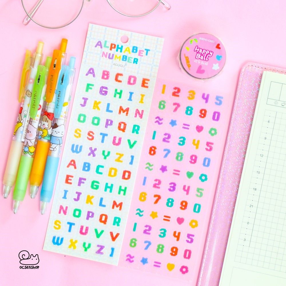 Set sticker Alphabet number Agugu (2 tấm)