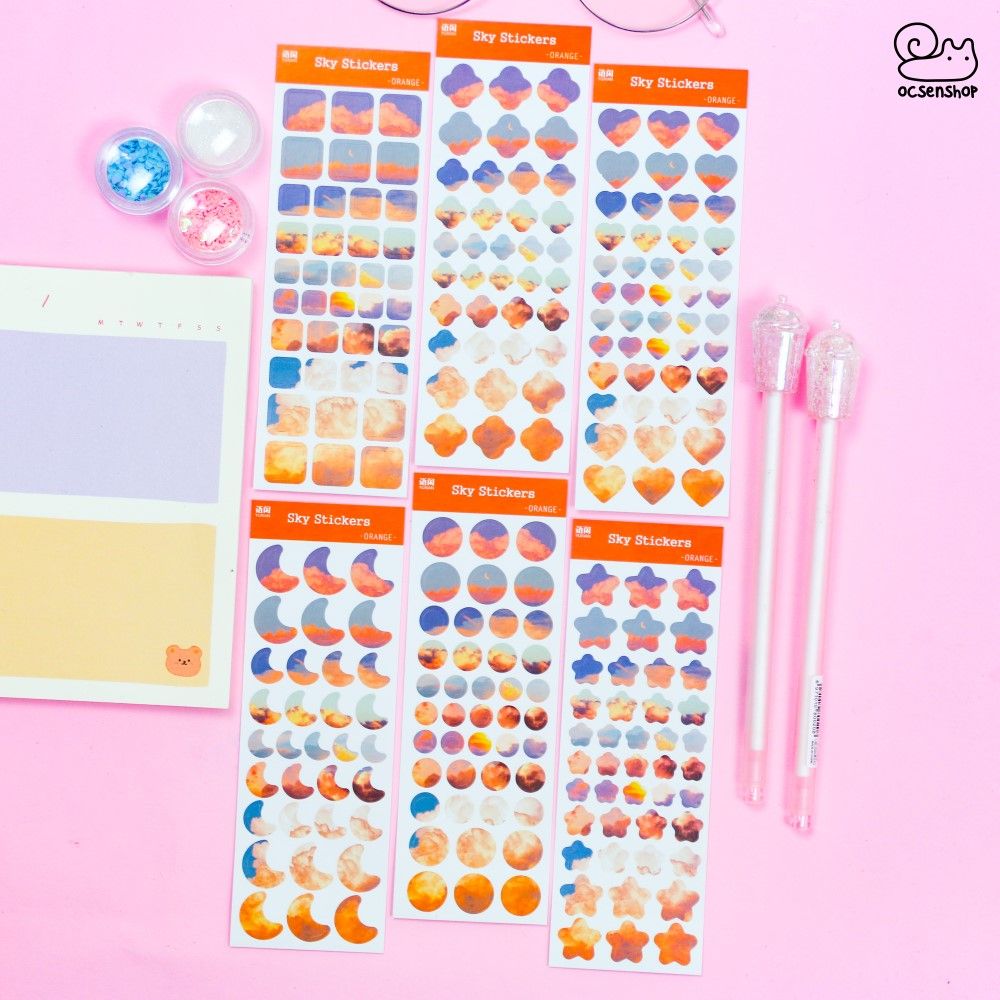 Set sky stickers bảng nhỡ (6 tấm)