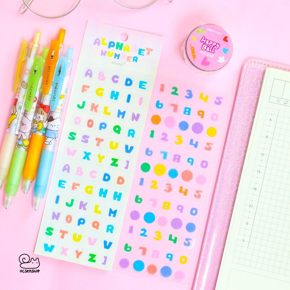 Set sticker Alphabet number Agugu (2 tấm)