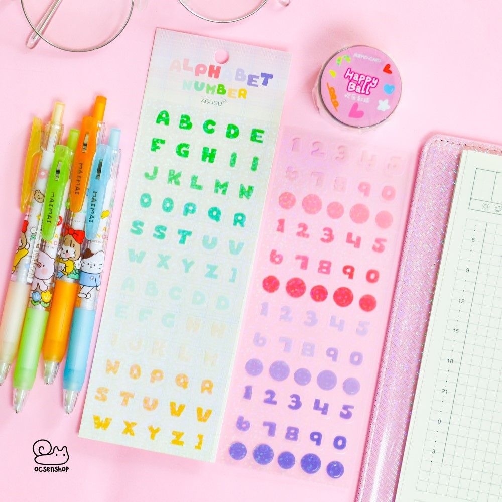 Set sticker Alphabet number Agugu (2 tấm)