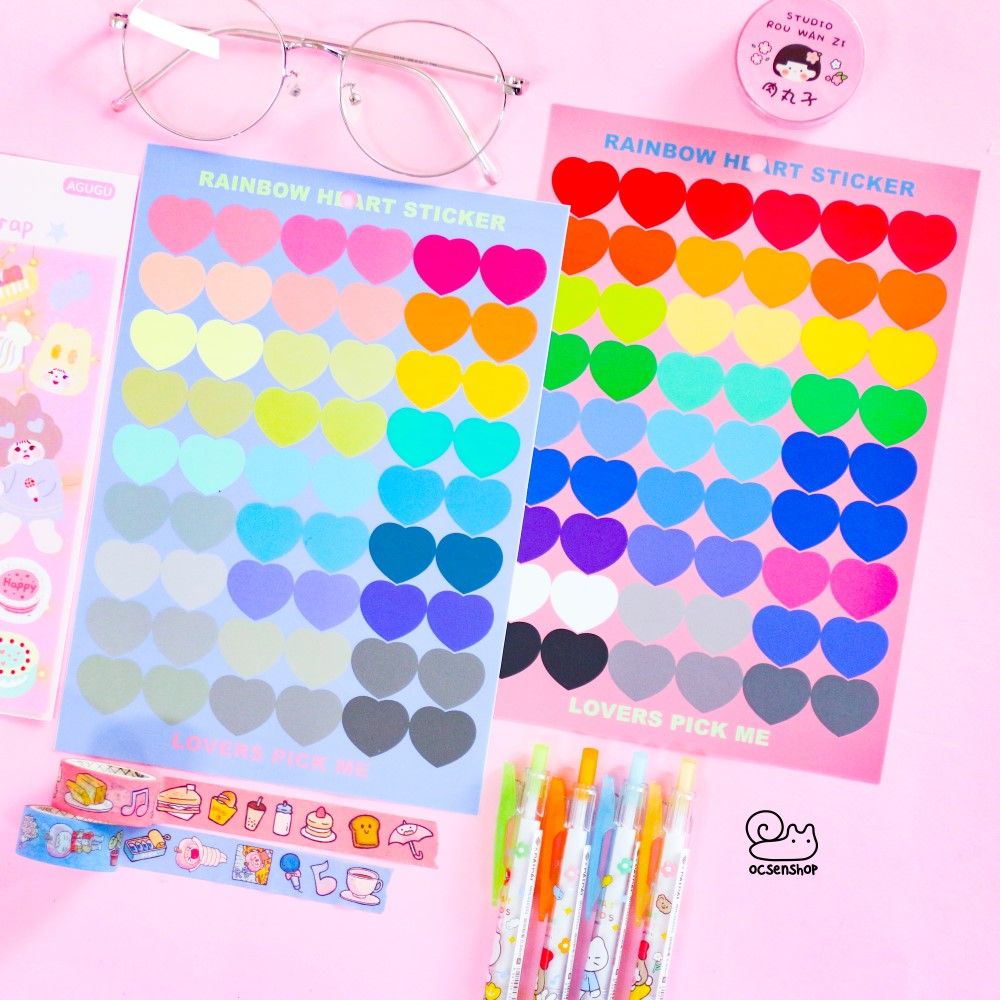 Rainbow heart sticker (1 tấm)