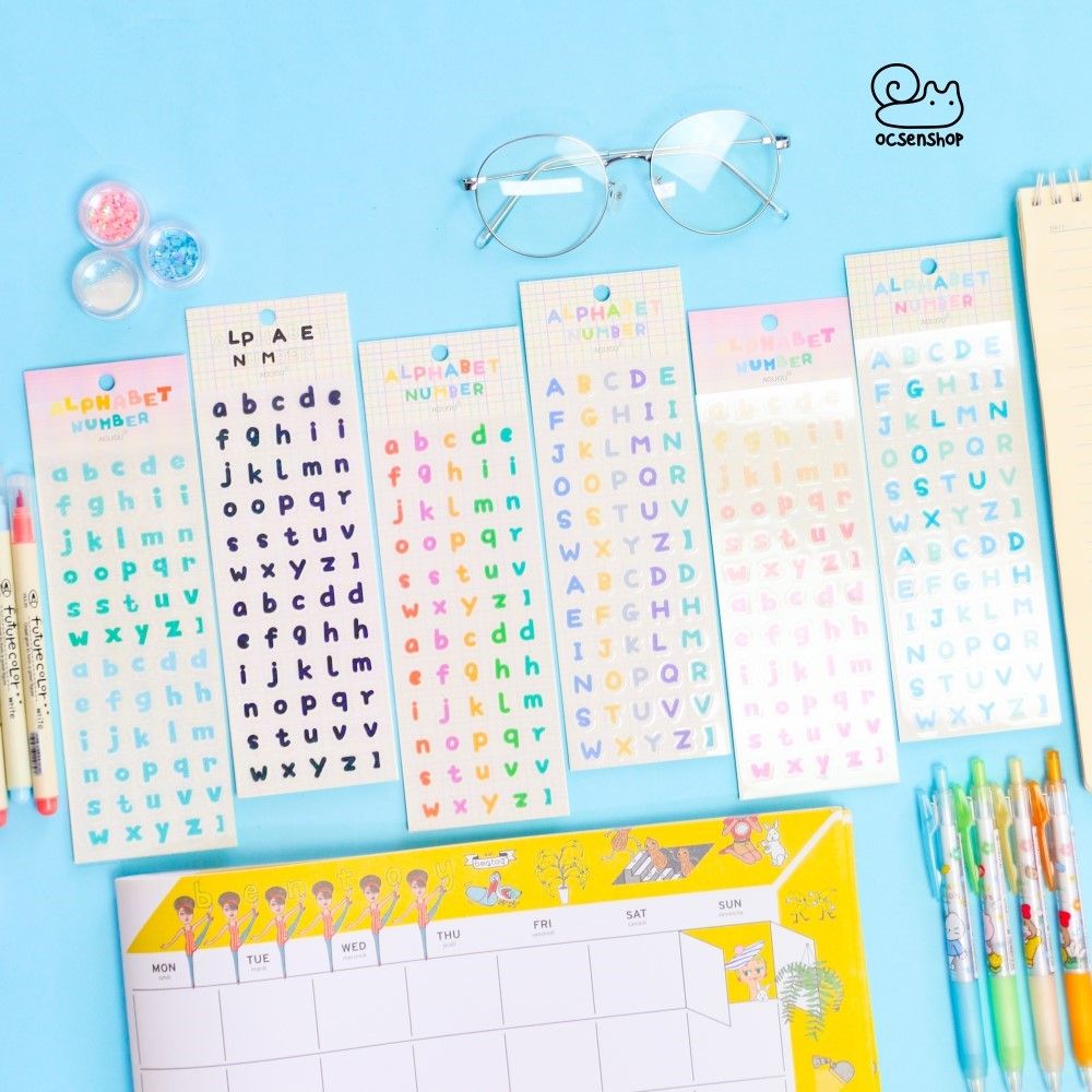 Set sticker Alphabet number Agugu (2 tấm)