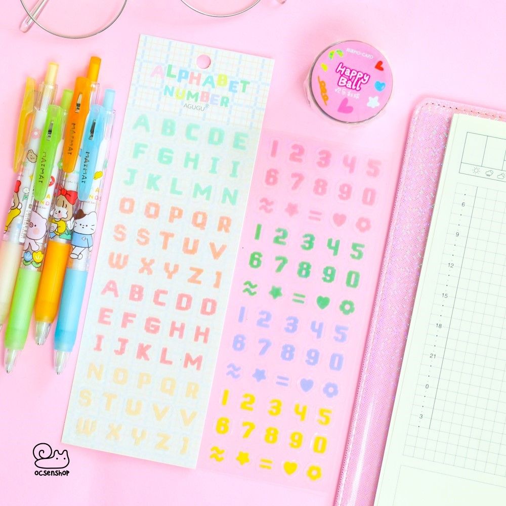 Set sticker Alphabet number Agugu (2 tấm)