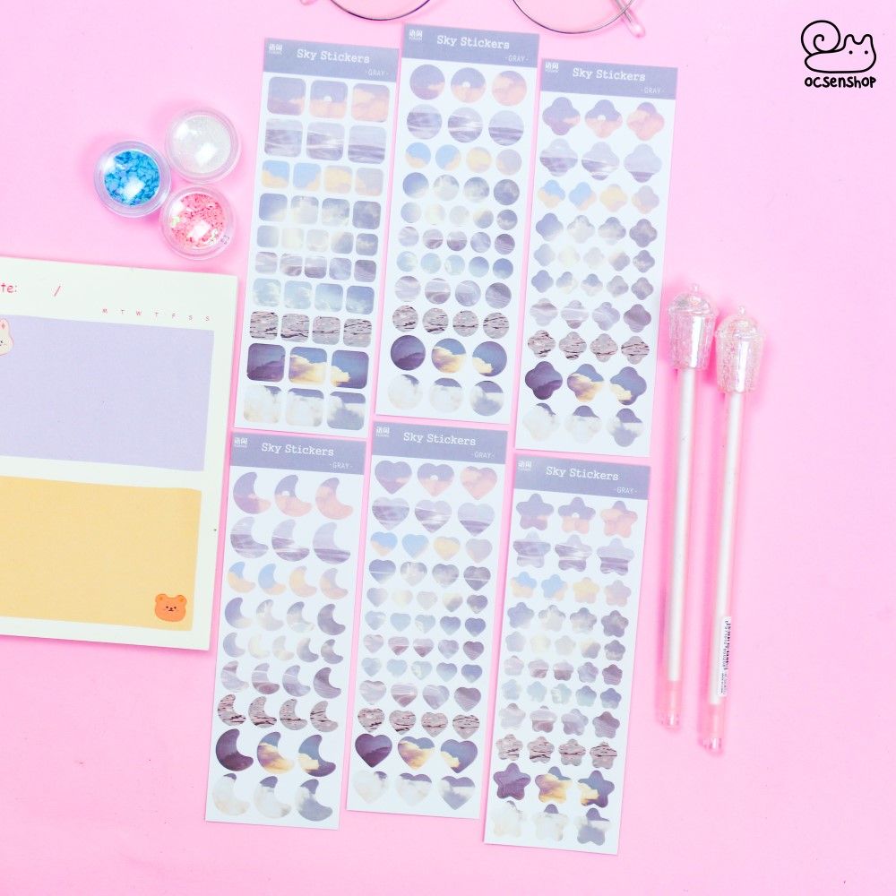 Set sky stickers bảng nhỡ (6 tấm)