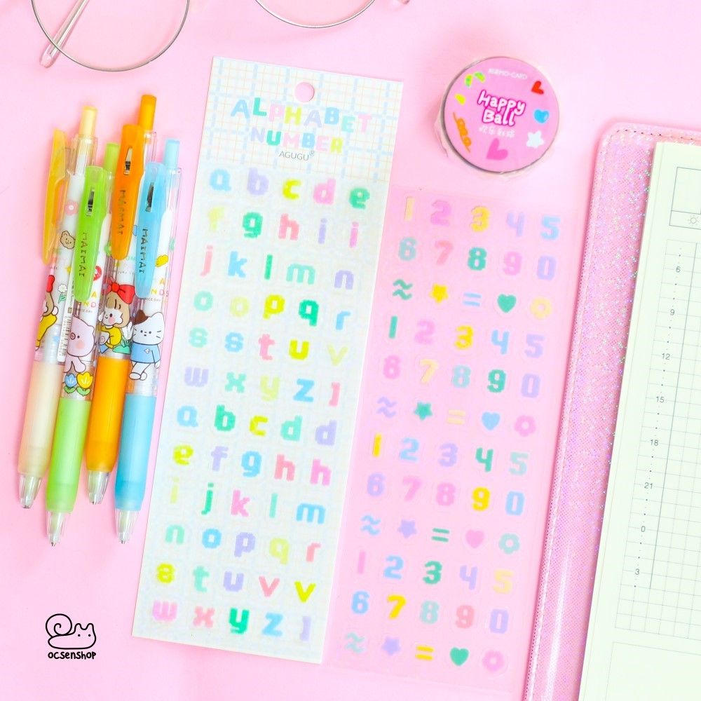 Set sticker Alphabet number Agugu (2 tấm)