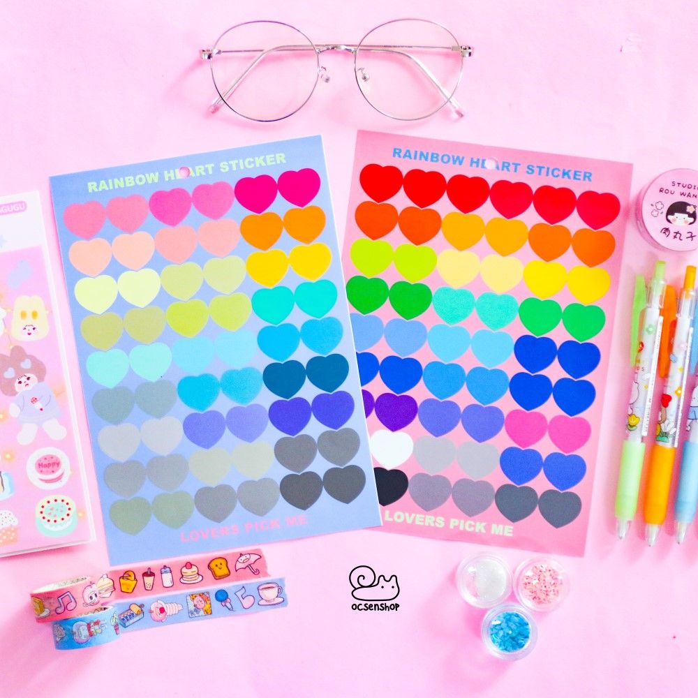 Rainbow heart sticker (1 tấm)