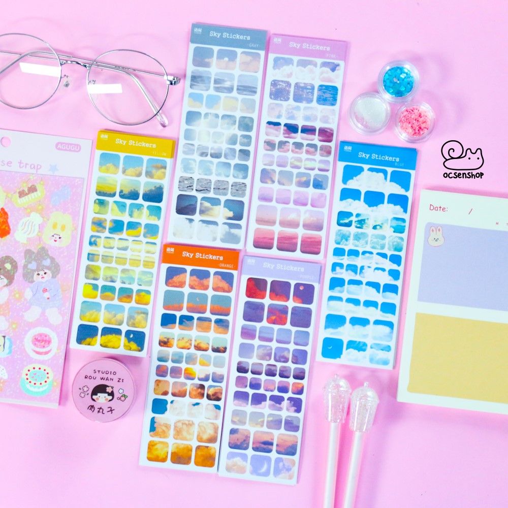 Set sky stickers bảng nhỡ (6 tấm)